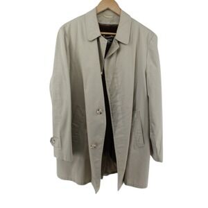 Vintage Campus Men's Faux Fur Collar Overcoat Beige Size 38 USA Made Classic